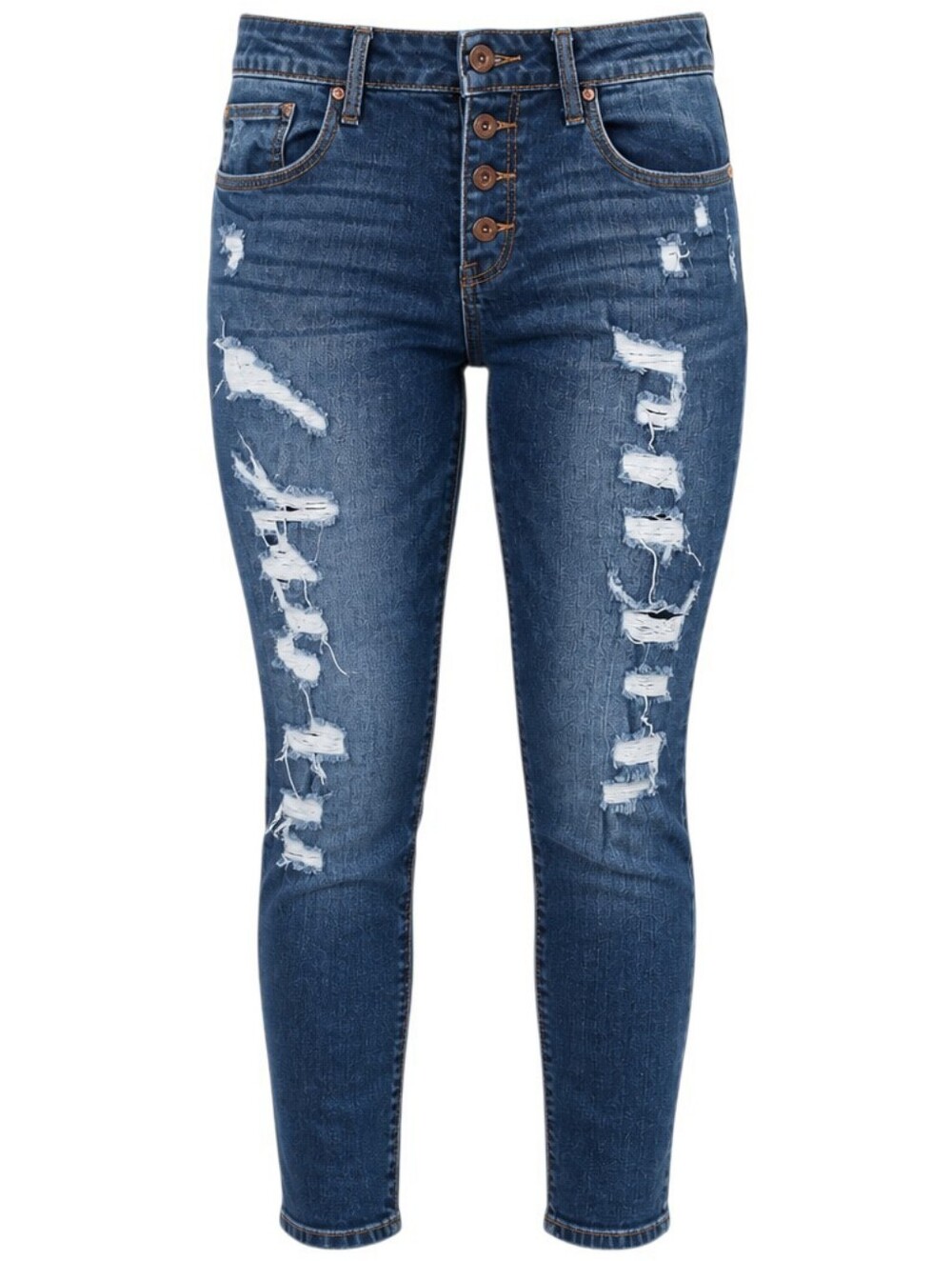 Lei Juniors Dark Blue Distressed High-Rise Skinny Jeans Sz 13